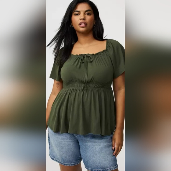 Torrid SEALED! NWT! Flutter Sleeve Blouse in Deep Depths. Sz 2X. R2S!! - Picture 3 of 10